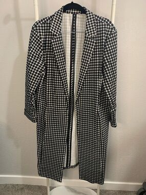 Black & White Gingham Trench Coat